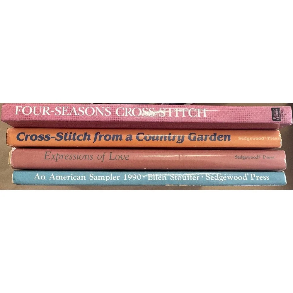 Cross-Stitch Pattern Books Lot of 4, Sedgewood Press & BH&G, Samplers Floral